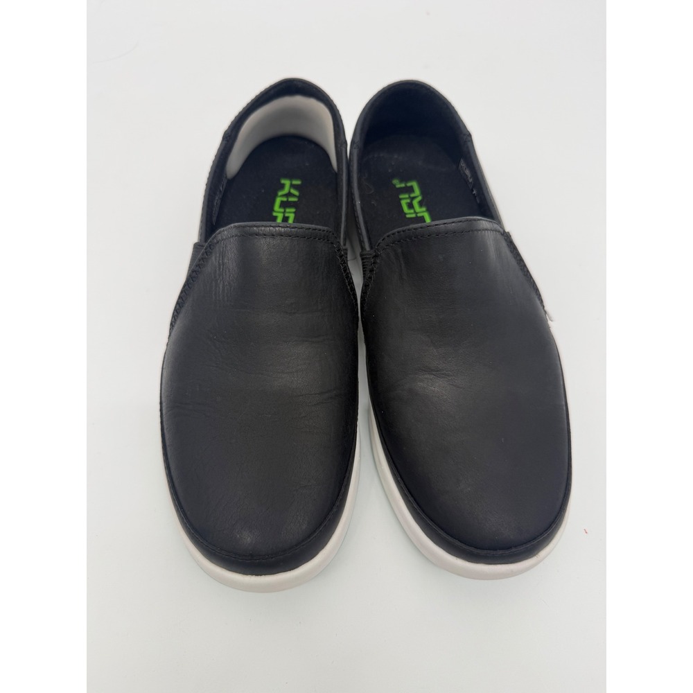 Kuru Roam Black Leather Slip On Sneakers Womens 7.5 Orthopedic Walking Shoes